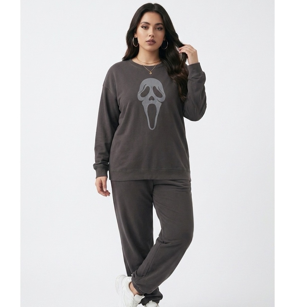 Scream Ghostface Gray Oversized Sweatshirt Unisex XL Horror Movie Halloween